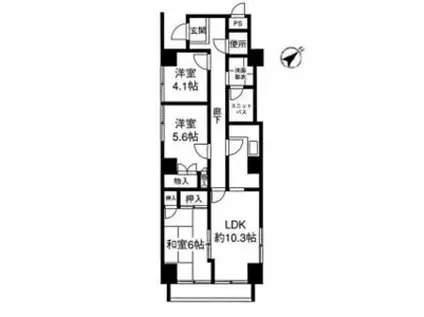 グランドール武戸野(3LDK/13階)の間取り写真