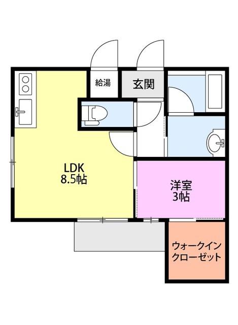 GRUE.TORTUE(1LDK/1階)の間取り写真