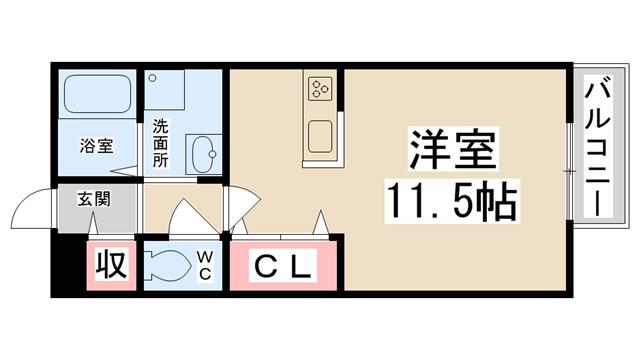 メゾン二翠(1K/1階)の間取り写真