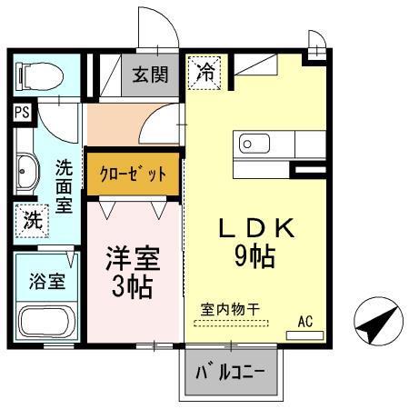 ラ・ネージュ(1LDK/2階)の間取り写真