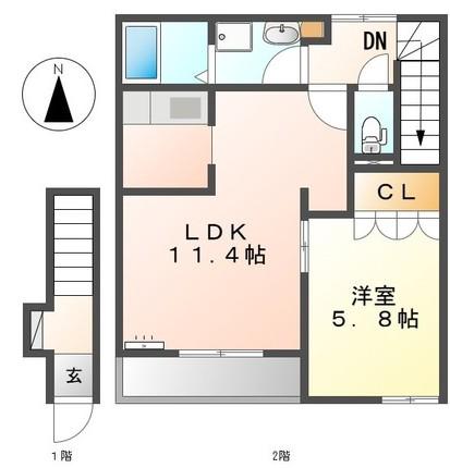 エトワール大森金城学院前(1LDK/2階)の間取り写真