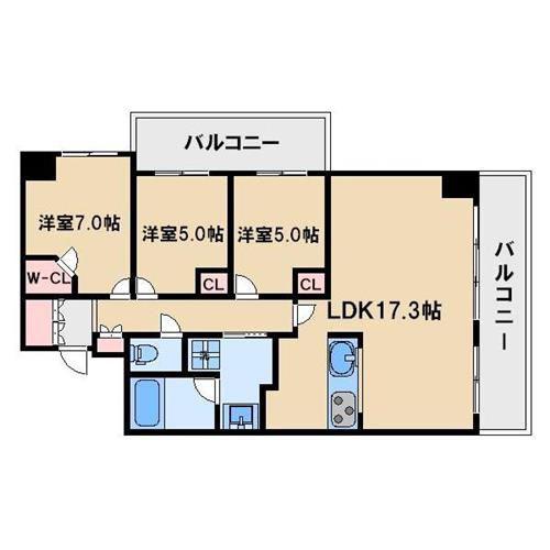 CITY SPIRE難波グレイス(3LDK/9階)の間取り写真