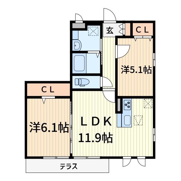 STONE VILLAGE(2LDK/2階)の間取り写真