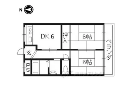 ハイツ山田(2DK/2階)の間取り写真