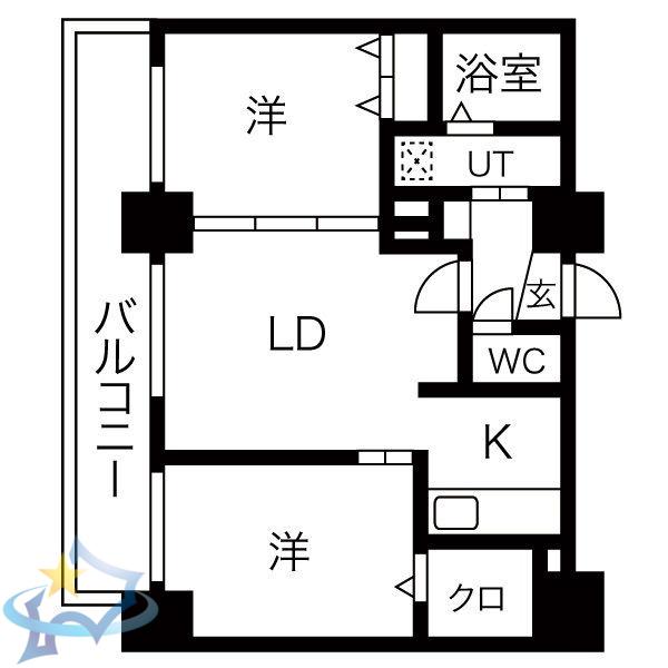 グレイスコート円山北(2LDK/8階)の間取り写真