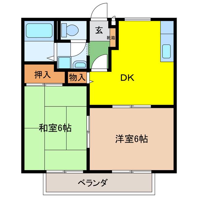 廣美ハイツ(2DK/1階)の間取り写真