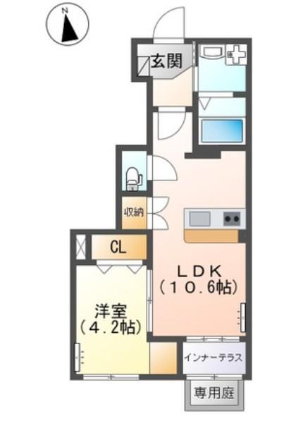 レコルト(1LDK/1階)の間取り写真