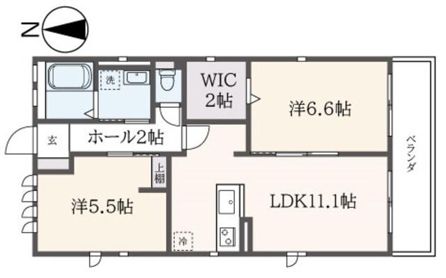 シャングリラ(2LDK/2階)の間取り写真