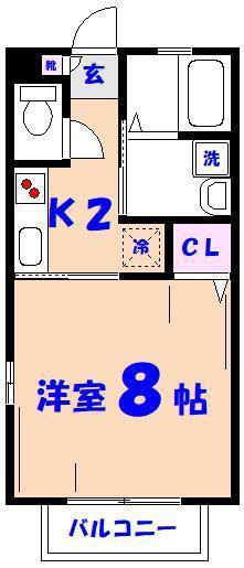 ドミールブラシェ市川(1K/1階)の間取り写真