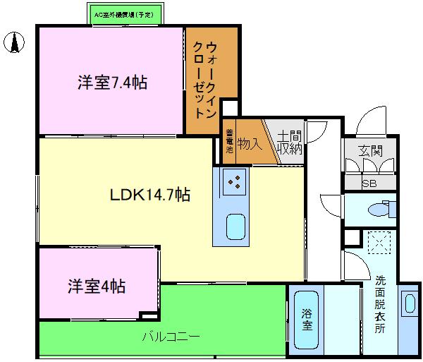 クレスティーク桂(2LDK/3階)の間取り写真