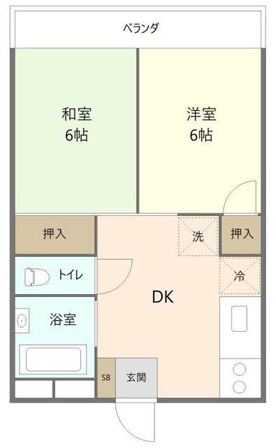 サンハイツ福田(2DK/3階)の間取り写真