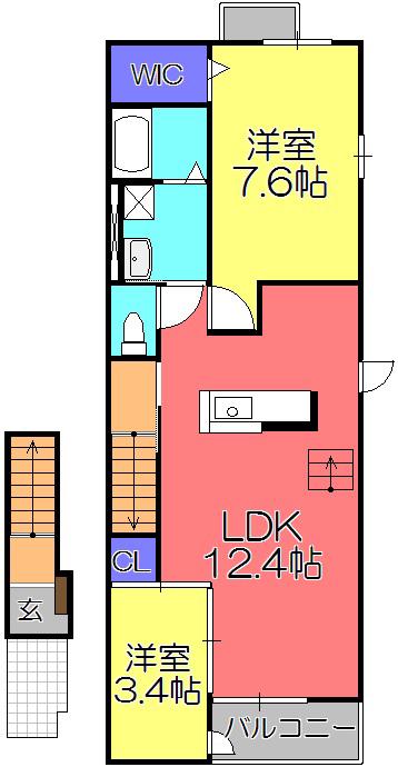 近江鉄道本線 八日市駅 徒歩25分 2階建 築11年(2LDK/2階)の間取り写真