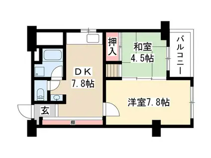 池下ウエストマンション(2DK/4階)の間取り写真