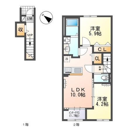 ボンシャンス楠木(2LDK/2階)の間取り写真