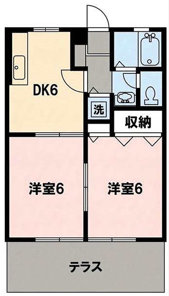 ソレアード(2DK/1階)の間取り写真