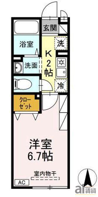 リシュブール(1K/1階)の間取り写真