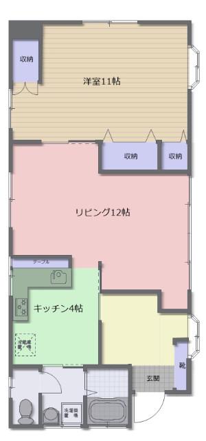 沼袋3丁目(1LDK/1階)の間取り写真