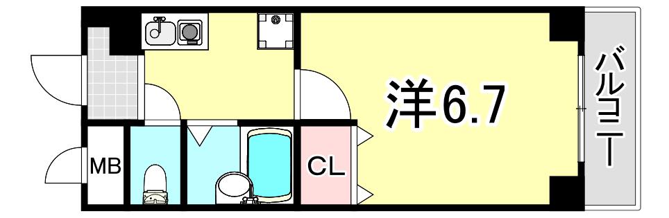 アクティ塚口(1K/6階)の間取り写真