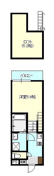 グランディールメゾン福田(ワンルーム/2階)の間取り写真