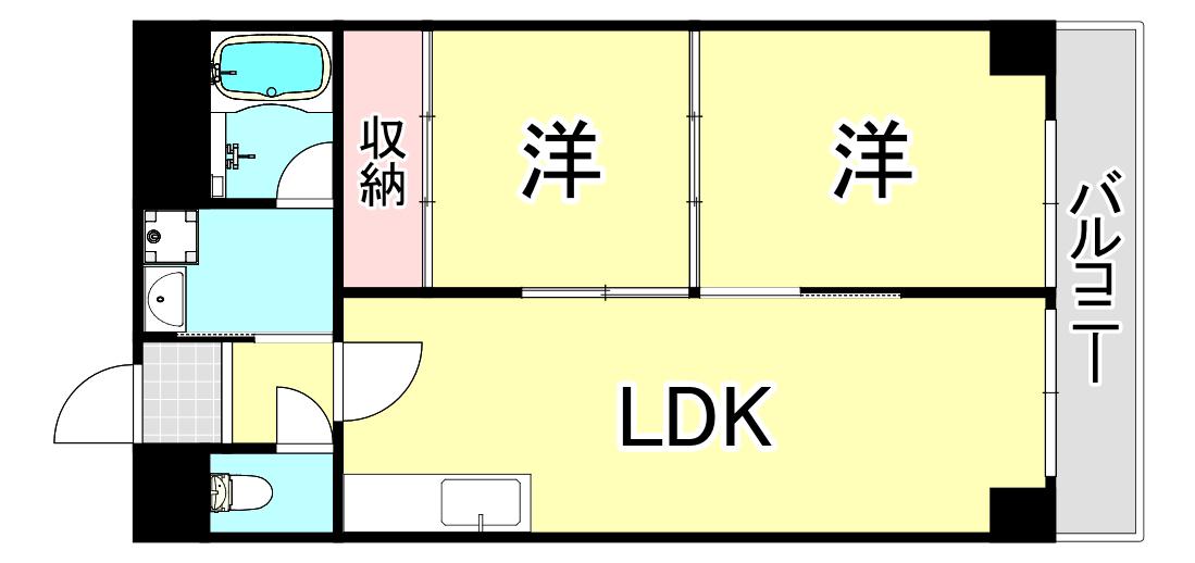 難波リーガルハウス(2LDK/5階)の間取り写真