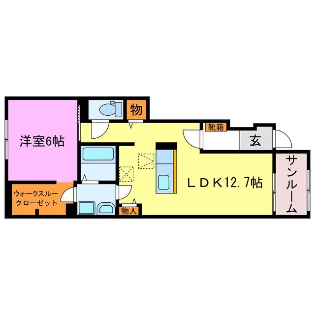 ビオーラ古城(1LDK/1階)の間取り写真