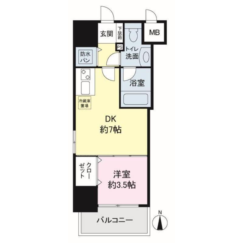 イグレック南本町(1DK/4階)の間取り写真