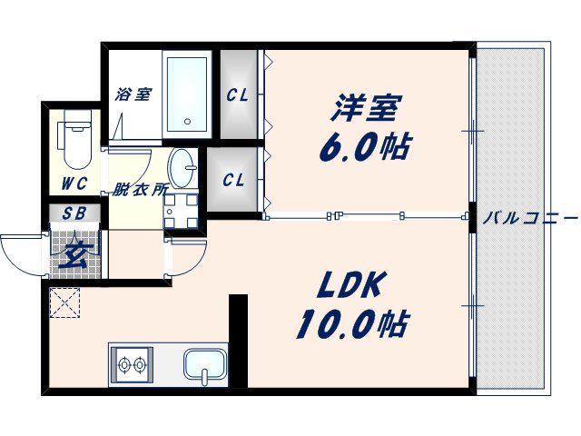 グレイス今里(1LDK/6階)の間取り写真