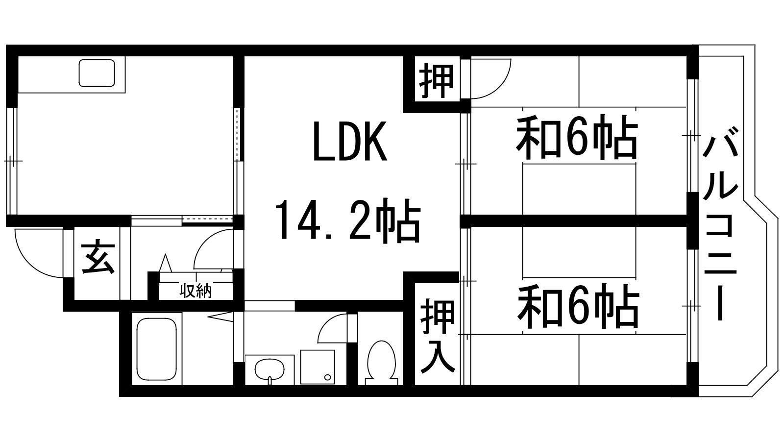 宝塚安倉 6号棟(3LDK/2階)の間取り写真