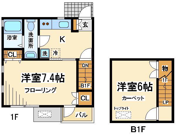 ファースト&ピース(2K/B1階)の間取り写真