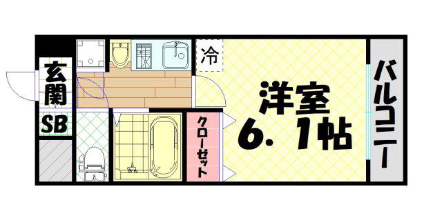 プレサンス心斎橋ザ・スタイル(1K/2階)の間取り写真