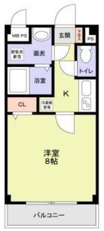 リアーレ蕨(1K/3階)の間取り写真
