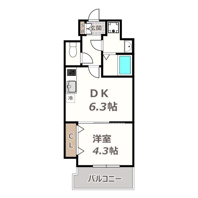 メイクス天王寺南(1DK/10階)の間取り写真