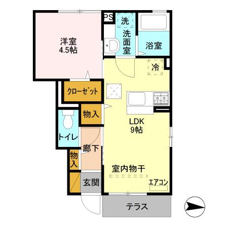 オペラハウス川原(1LDK/1階)の間取り写真
