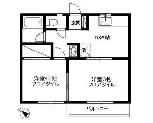 クリビヤハウス(2DK/2階)の間取り写真