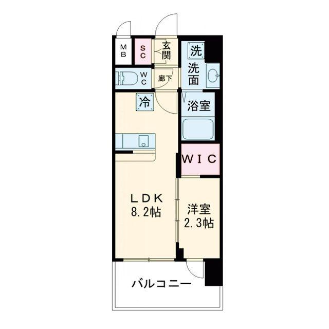 プレリスNEO大阪十三エルヴィオン(1LDK/10階)の間取り写真