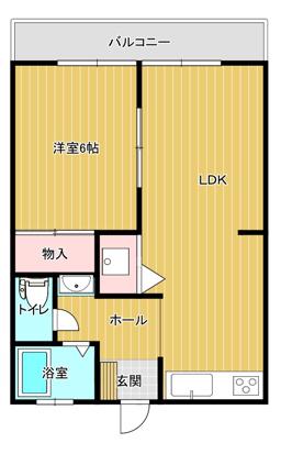 グレースコーポ湯の坂(1LDK/2階)の間取り写真