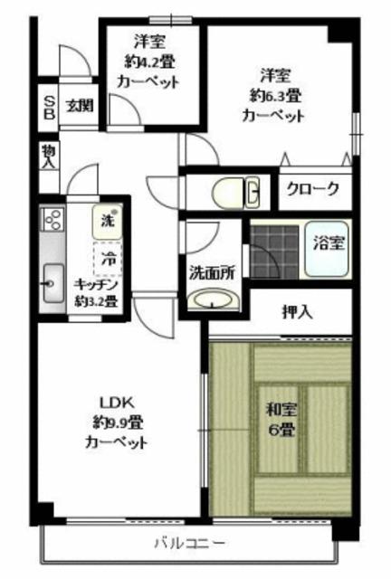 ノヴァ目黒南(3LDK/1階)の間取り写真