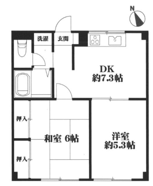 エステートピア井上(2DK/2階)の間取り写真