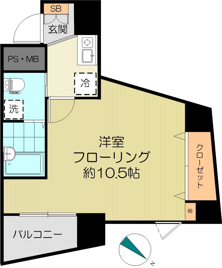 イーストンビル西早稲田(1K/6階)の間取り写真
