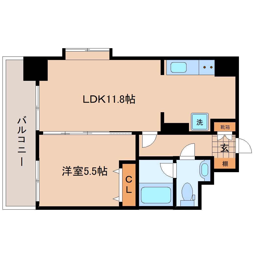 ヒューマンハイム平成(1LDK/7階)の間取り写真