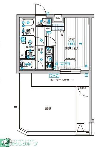 リライア西調布(1K/4階)の間取り写真