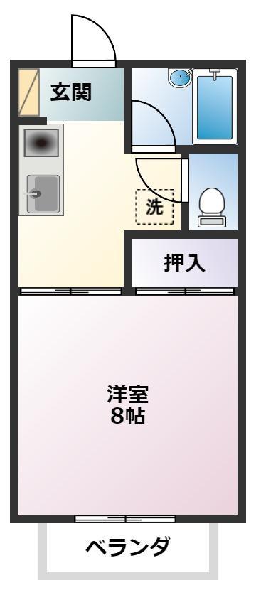 フリーダムB(1K/2階)の間取り写真