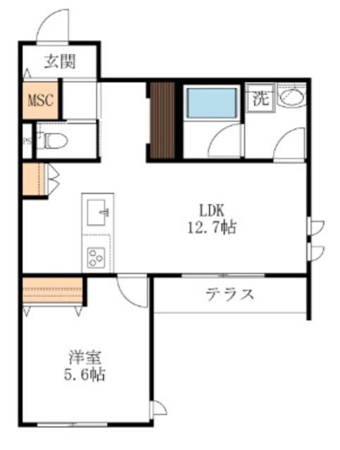 鎌倉グランテラス(1LDK/1階)の間取り写真