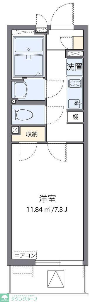 クレイノ城山III(1K/2階)の間取り写真
