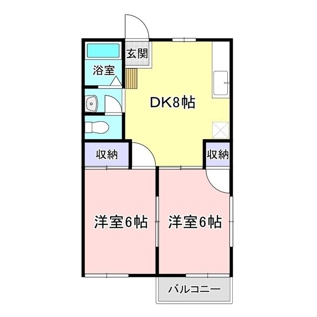 サンハイツ花井(2DK/2階)の間取り写真