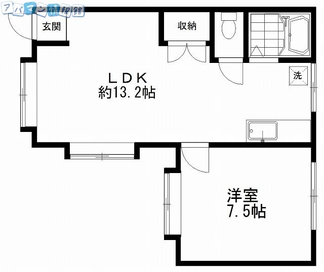 ワンナップ(1LDK/2階)の間取り写真