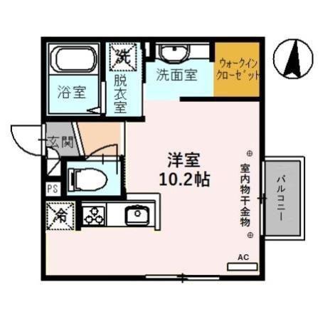 セジュール・モンブラン(ワンルーム/2階)の間取り写真