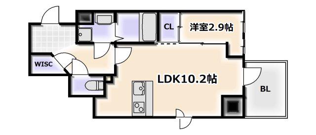 AFFLUENCE難波イースト(1LDK/10階)の間取り写真