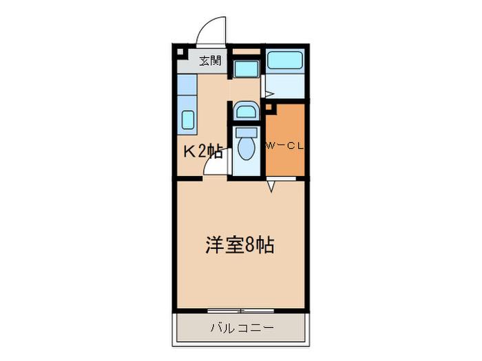 ヒルサイドテラスD(1K/2階)の間取り写真
