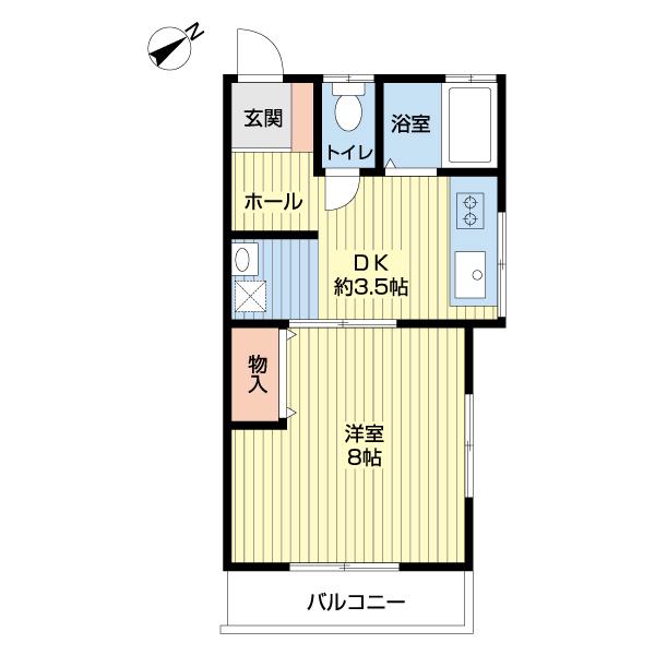 山口ハイツII(1DK/2階)の間取り写真